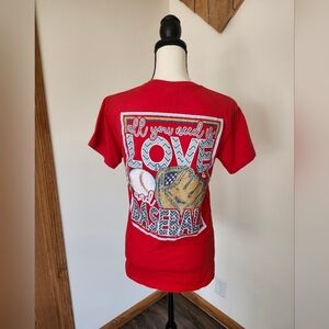Gildan Red Glitter Love Baseball T Shirt